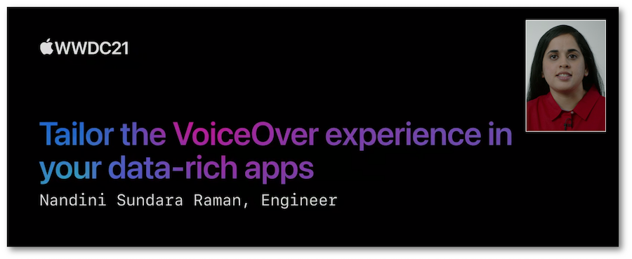 Accès à la session Optimiser VoiceOver dans un contexte riche en données.